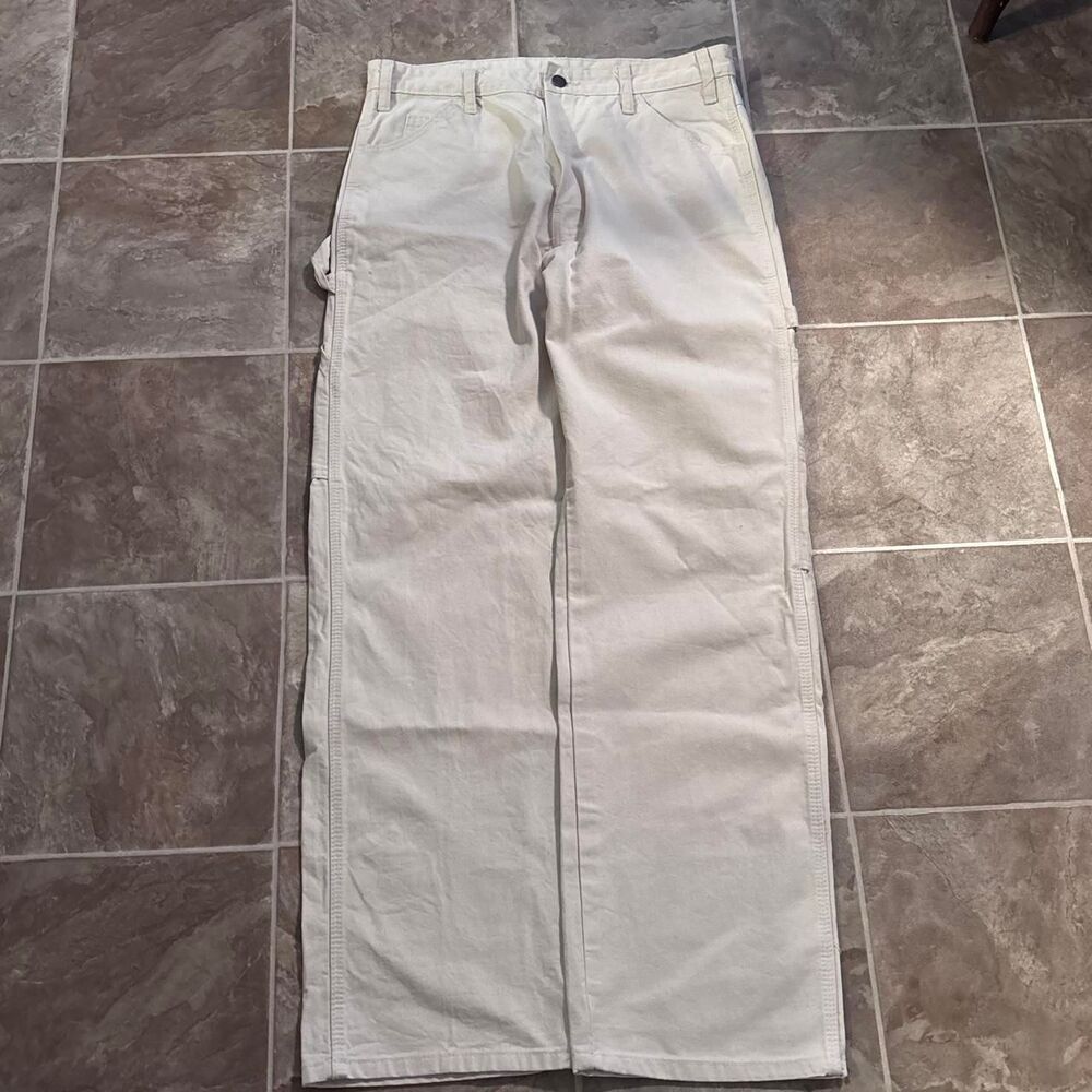Vintage 2000s Y2K Dickies cream cotton painter pants, Size 33x32